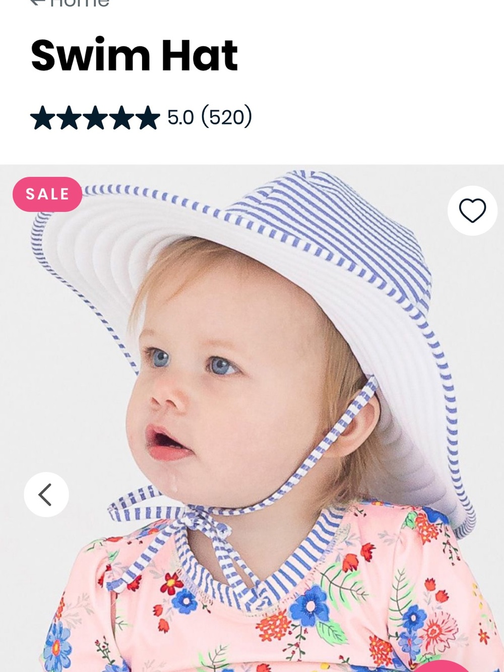 Ruffle Butts Blue & White striped and Pink Dot Swim Hat 0-12 month
